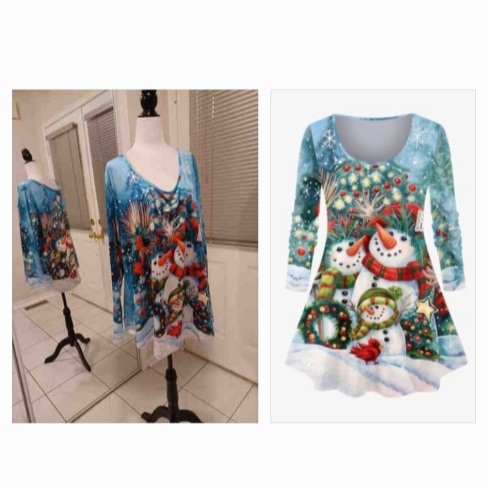 4/$80 New Snowmen Tunic Tee - Size 3XL (US18)